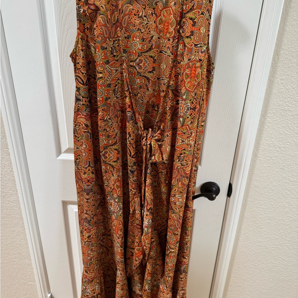 Boho Paisley Maxi Dress in Multi-Orange